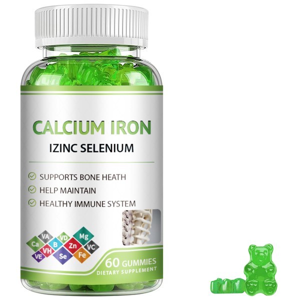Private Label Calcium Iron Zinc Selenium Gummies for Bone Health and Immune Support