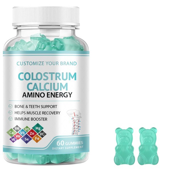 Private Label Colostrum Calcium Amino Energy Gummies for Bone Teeth and Muscle Recovery