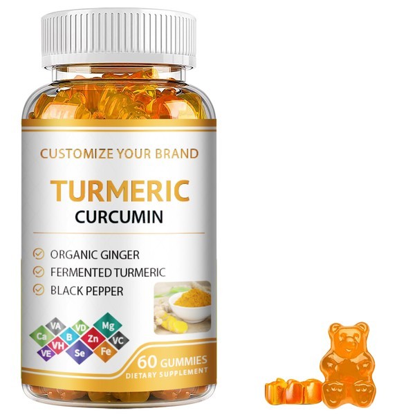 Private Label Turmeric Ginger Gummies with Black Pepper for Joint and Immune Support