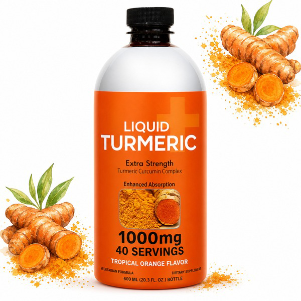 Liquid Turmeric Curcumin Manufacturer with 1,000mg 95% Curcuminoids and Tropical Orange Flavor