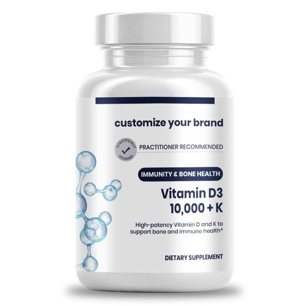 Vitamin D3 K1 K2 Softgels Manufacturer with 10,000 IU Vitamin D3 and K2 MK-7