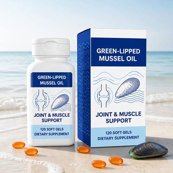 Green-Lipped Mussel Oil Softgels Manufacturer with Perna canaliculus Extract and Olive Oil