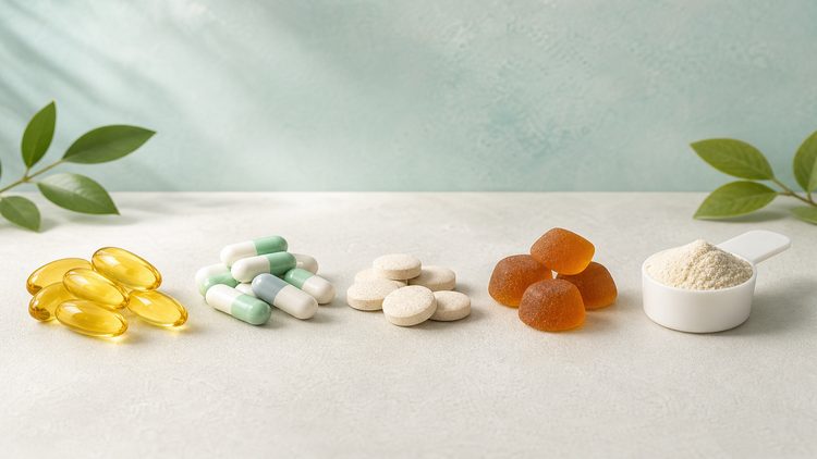 Joint supplement dosage forms including softgels, capsules, tablets, gummies and powder for ingredient matching